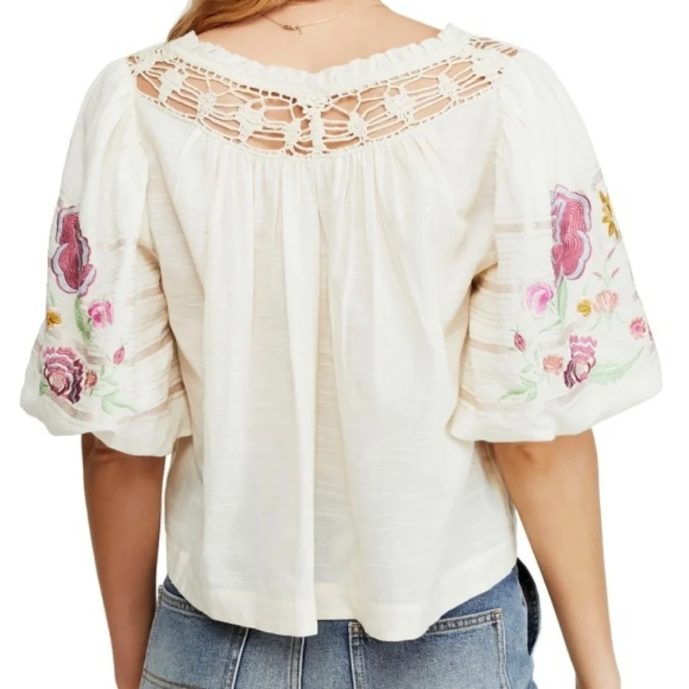 💘 New Free People Bohemia Embroidered Top - Picture 2 of 9